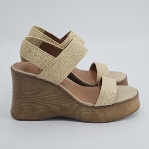 Lucky Brand Delukah Wedges Woven Brown Tan Platform Size Womens 9.5